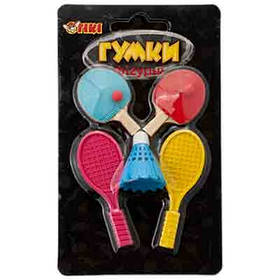 Гумки фігурні на блістері Теніс 5шт 14*8см TIKI 50833-TK