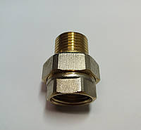 Згін-американка 1/2"в х 1/2"н пряма латунна з покриттям (нікель)