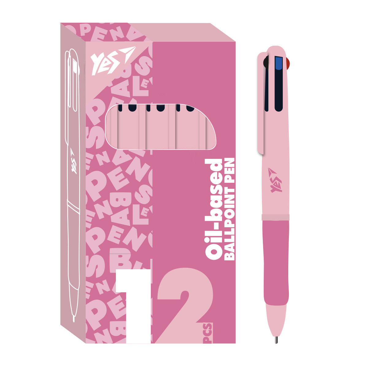 Ручка кулькова Mega 0.7 мм автоматична 4 кольори YES (412242), фото 1