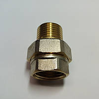 Згін-американка 3/4"в х 3/4"н пряма латунна з покриттям (нікель)