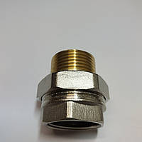 Згін-американка 1"в х 1"н пряма латунна з покриттям (нікель)