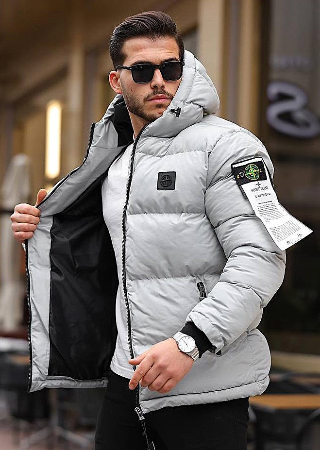 Чоловіча зимова куртка Stone Island D11457 світло-сіра S, L, XL, фото 1