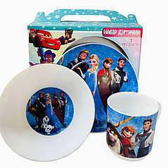 Набір дитячого посуду Холодне серце 3 предмета склокераміка від 2х років