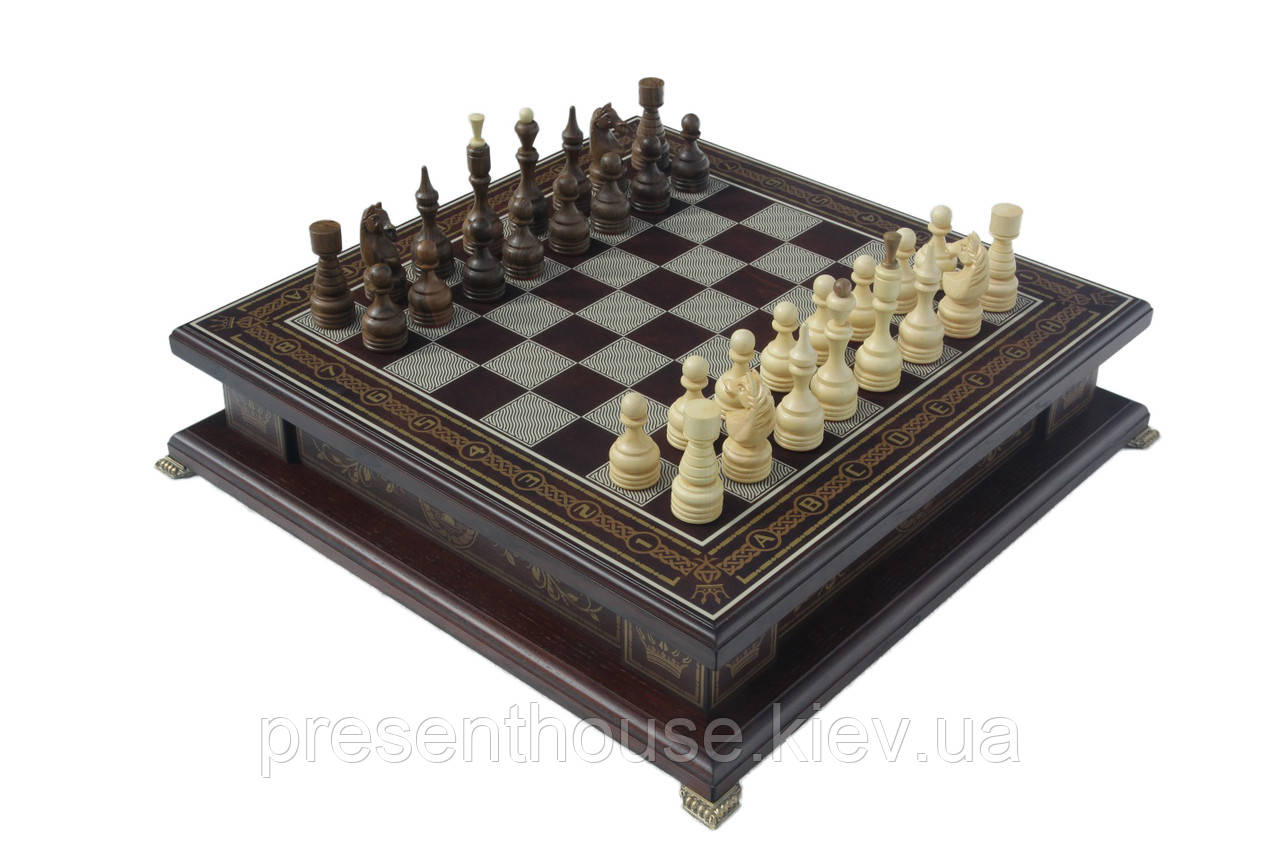 Шаховий Бокс + Нарди 2в1 з дерев'яними фігурами, фото 1