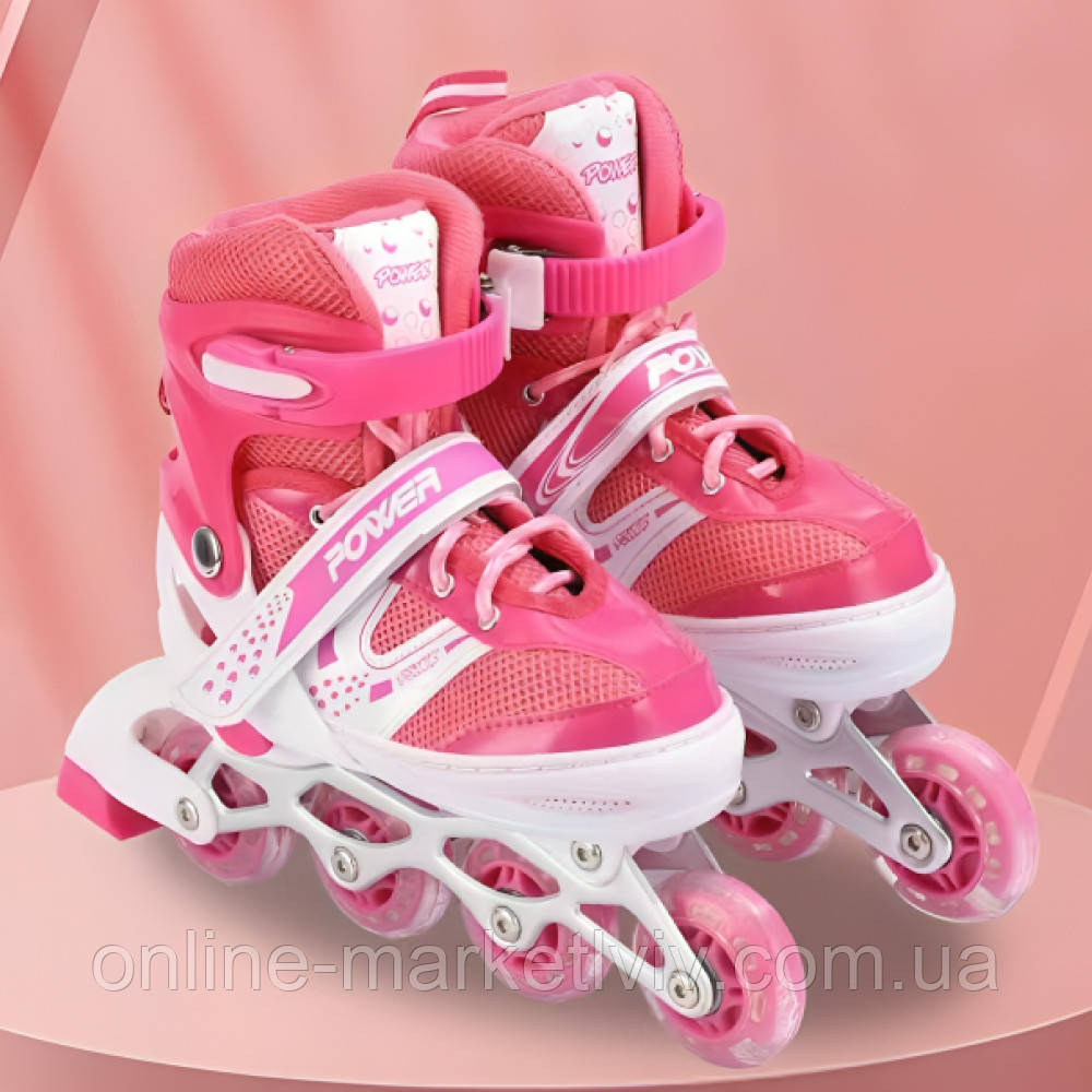 Купити Дитячі ролики з підсвічуванням SUPERPOWER, розмір 29-33, Рожеві ...
