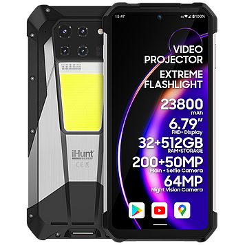 Протиударний телефон захищений cмартфон iHunt Tank 3 PRO – 32/512 Гб, 23800мАг, DLP-проектор 100 люменів, камера нічного бачення