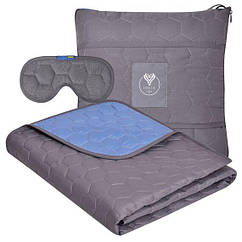 Дорожня подушка трансфомер, плед-подушка 2в1, подарунок маска для сну