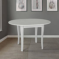 Сучасний обідній кухонний круглий розкладний білий стіл 93 см на кухню розсувний МДФ на 4 ніжках Дукат
