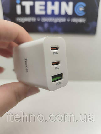 Мережевий адаптер Hoco C99A PD20W+QC3.0 1USB+2USB-C (2C1A) Швидка зарядка (Білий), фото 1