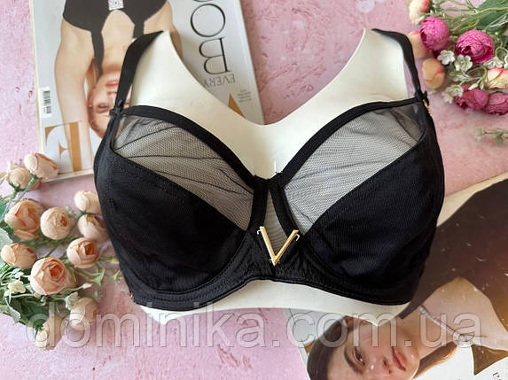 85/90C Бюстгальтер з елементами сіточки, на чашку C чорний, фото 1