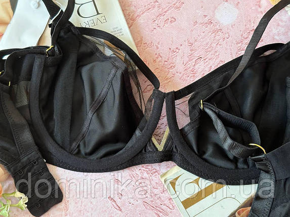 90/95/100D Бюстгальтер з елементами сіточки, на чашку D чорний, фото 3