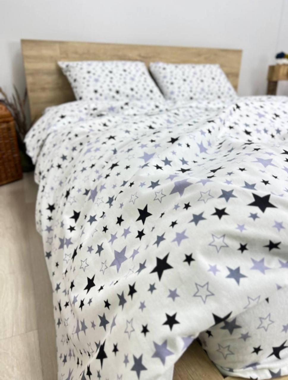 Постільна білизна фланель Stars white