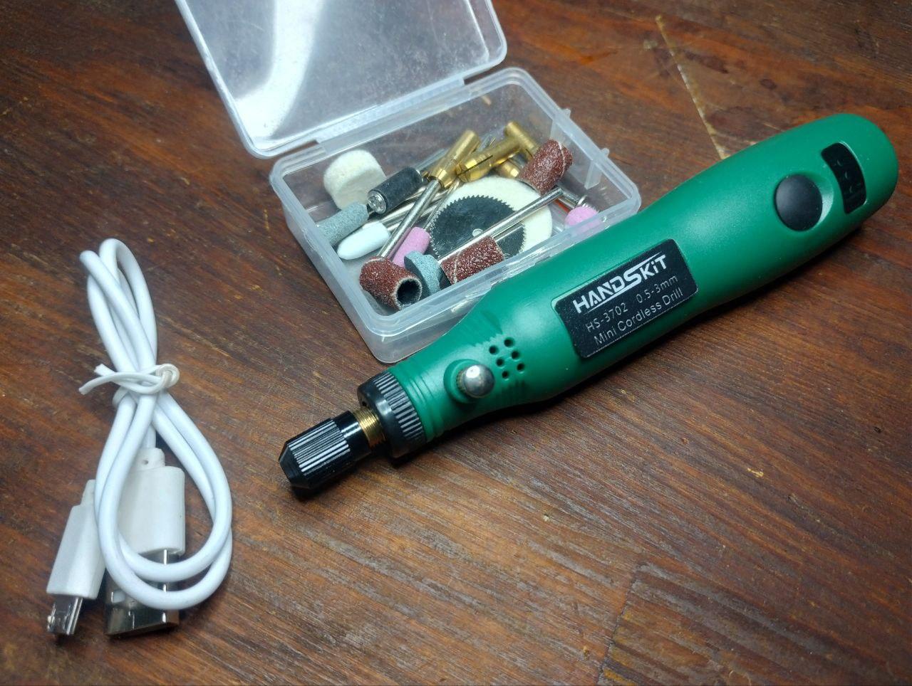 Мінігравер акумуляторний Handskit HS-3702 3.7V, 10 W + набір насадок