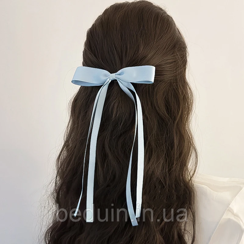 Акуратний атласний ніжно-блакитний Бант шпилька для волосся — Aushal Jewellery