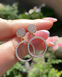 Круглі сережки з позолотою та фіанітами "Ріанна"