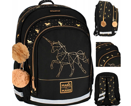 Рюкзак шкільний портфель Starpak з Єдинорогом Чорний, фото 1