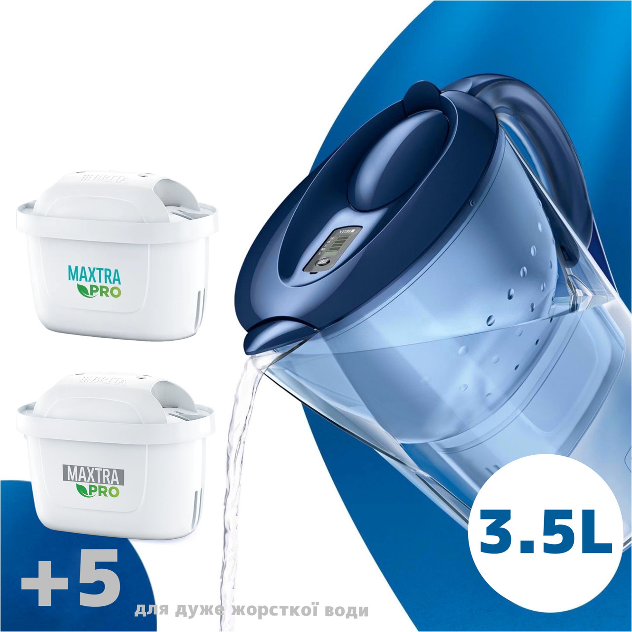 Фільтр для жорсткої води Глечик Brita Marella XL 3,5 л Синій + картриджі 6 шт