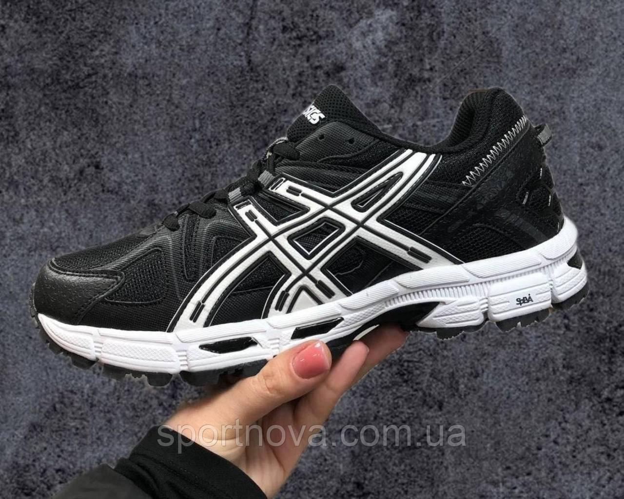 Мужские кроссовки осень/весна Asics Gel-Kahana 8 кожаные черные с белым ...