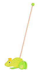 Іграшка-штовхач каталка для дітей Goki Жаба (Niz15536)