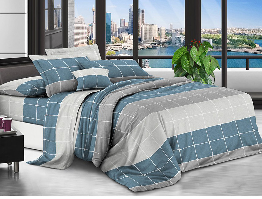 Постільна тканина 220 см із кольоровими смугами та принтом клітинка, 100% Поліестер 75 синтетичний, рулон 80 м