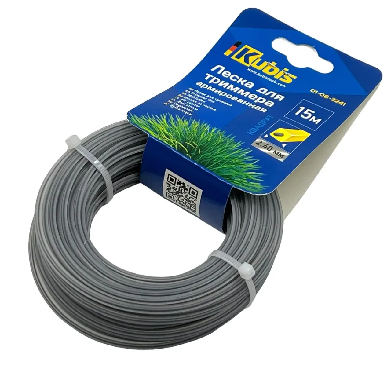 Ліска для тримера армована Kubis 2,40ммх15м квадрат (01-08-3241)
