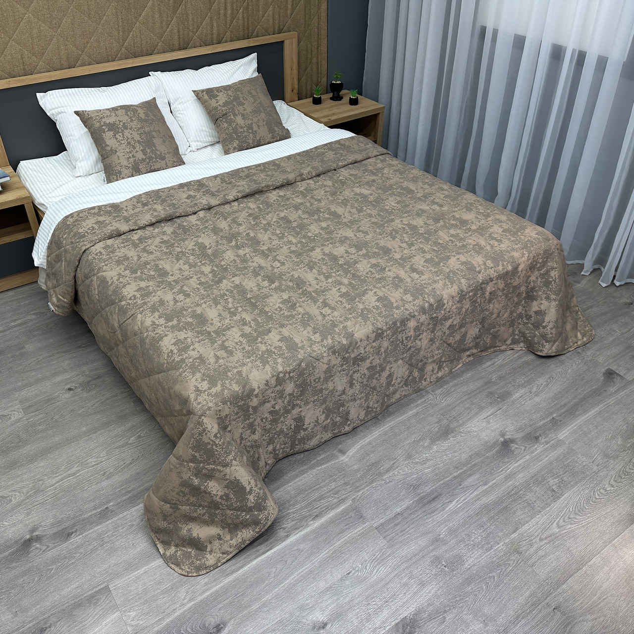 Покривало (230х250 см) декоративне Decorator Sultan колір кавово-сірий (85-070)