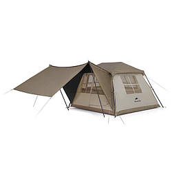 Чотиримісний намет з навісом Naturehike Village CNK2300ZP022 великий (Коричнева)