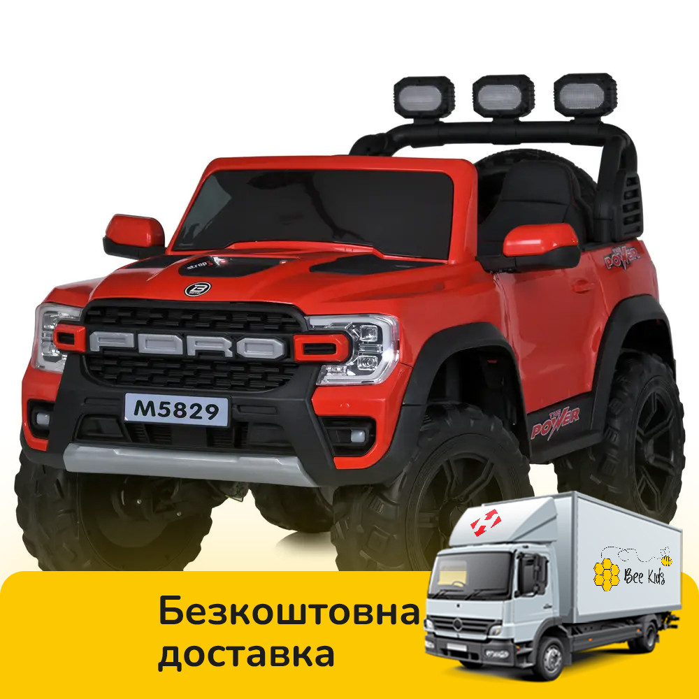 Електромобіль джип Ford (пульт 2,4G, 4 мотори 35W, акум 12V9AH, музика, світло) Bambi M 5829EBLR-3 Червоний, фото 1