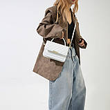 Жіноча класична сумка 1623 з ручкою стьобана крос-боді через плече біла, фото 5