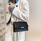 Жіноча класична сумка 1623 з ручкою стьобана крос-боді через плече чорна, фото 5