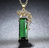 Золота підвіска Леопард із Зеленим Турмаліном для королівської влади амулетом, фото 3