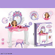 Дитяче трюмо для дівчинки (на батарейках, світло, звук, манекен для зачісок, фен, у коробці) YL70011, фото 3