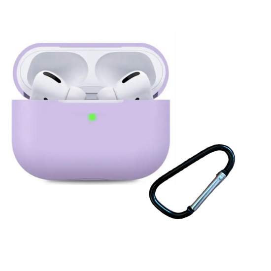 Чохол із карабіном на AirPods Pro CASPTM силіконовий Бузковий, фото 1