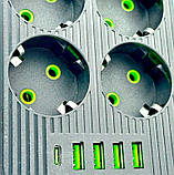 Подовжувач мережевий UA Power F06U, 4USB, Type-C, 6 розеток, 4 м, чорний, фото 4