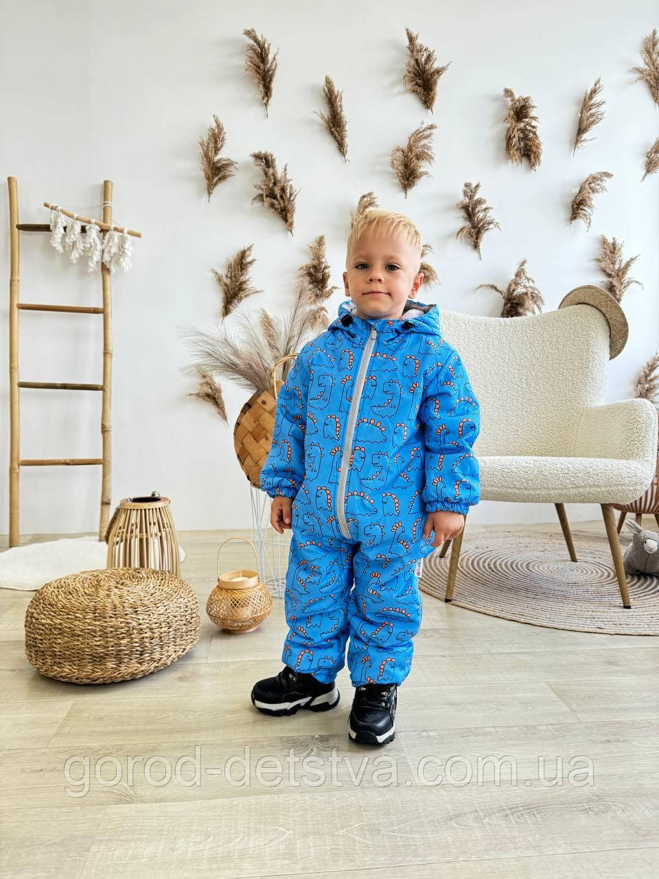 Дитячий демісезонний комбінезон з капюшоном Trendy від року розмір 80 86 92 98 Весна Осінь