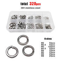 Гровери Пружинні Нержавіючі M2, M2.5, M3, M4, M5, M6, M8 Набір 320 шт Spec (SP-0680320)
