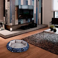 Лежак для котів собак Lesko SY-2022-1208 Blue Stars S круглий 19 шт., фото 2