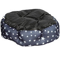 Лежак для котів собак Lesko SY-2022-1208 Blue Stars S круглий 19 шт., фото 4