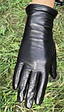 Жіночі шкіряні рукавички утеплені, фото 4
