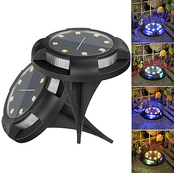 Садовий ліхтар упаковка 4 шт на сонячній батареї 6001 LED8+4 D11 см