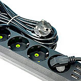 Подовжувач мережевий UA Power F05U, 3USB, 5 розеток, 6 м, чорний, фото 3