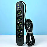 Подовжувач мережевий UA Power F05U, 3USB, 5 розеток, 6 м, чорний, фото 6