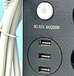 Подовжувач мережевий Power Socket 8204, 3USB, 4 розетки, 2 м, чорний, фото 4