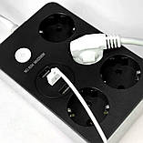 Подовжувач мережевий Power Socket 8204, 3USB, 4 розетки, 2 м, чорний, фото 8