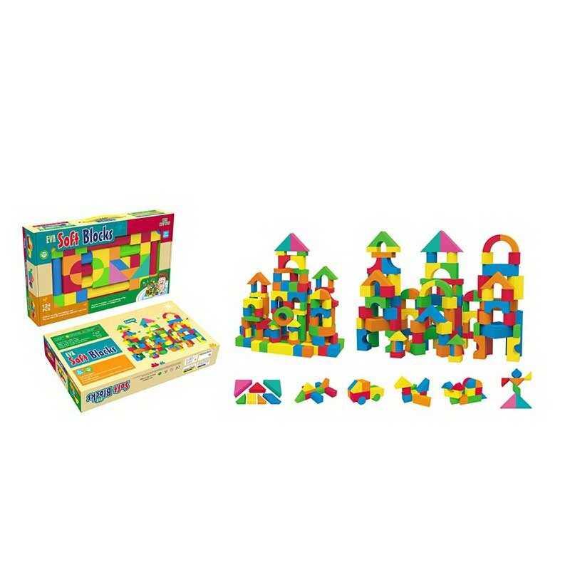 Конструктор U 8903 124 деталей, м'які блоки, в коробці, фото 1