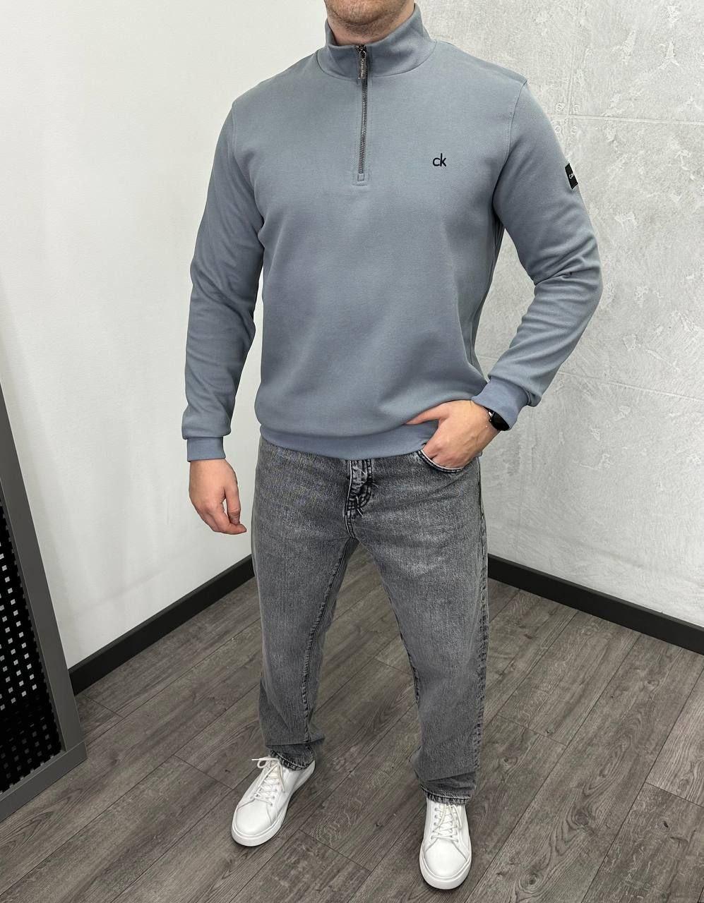 Чоловіча кофта на змійці Calvin Klein H4636 сіра