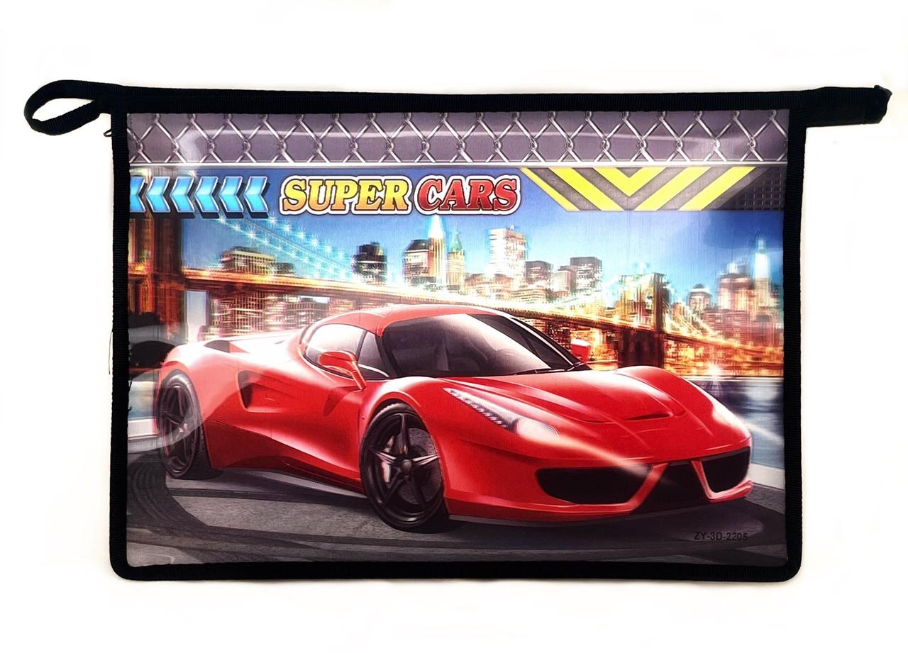 Папка шкільна на блискавці А4 з 3D ефектом "Speed cars" 23 х 32 х 6 см SC3
