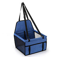 Сумка для тварин в авто Lesko SY-2022-0628 Blue з ремінцем безпеки та карабіном водонепроникна