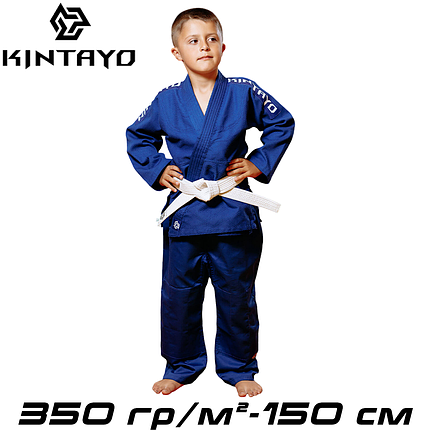 Кімоно для дзюдо дитяче синє унісекс бавовна Kintayo Koka Blue щільність 350 гр/м.кв. (150 см), фото 1