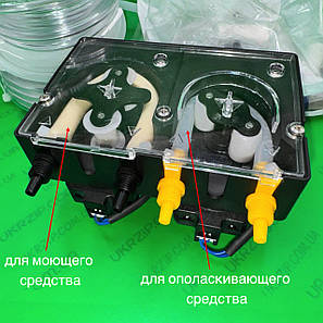 Насос дозатор Seko P2R (P2R004A1301A2) подвійний для миючого засобу та ополіскувача посудомийної машини, фото 2